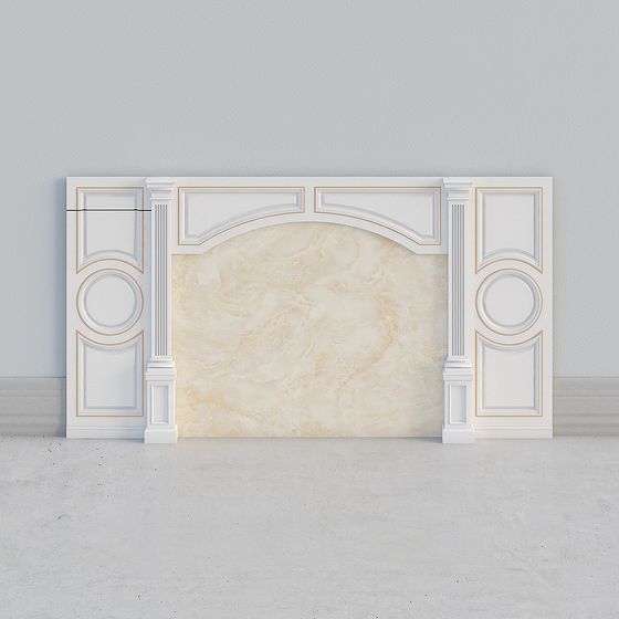 Stylish Marble Fireplace Mantel 3D model for Modern Spaces