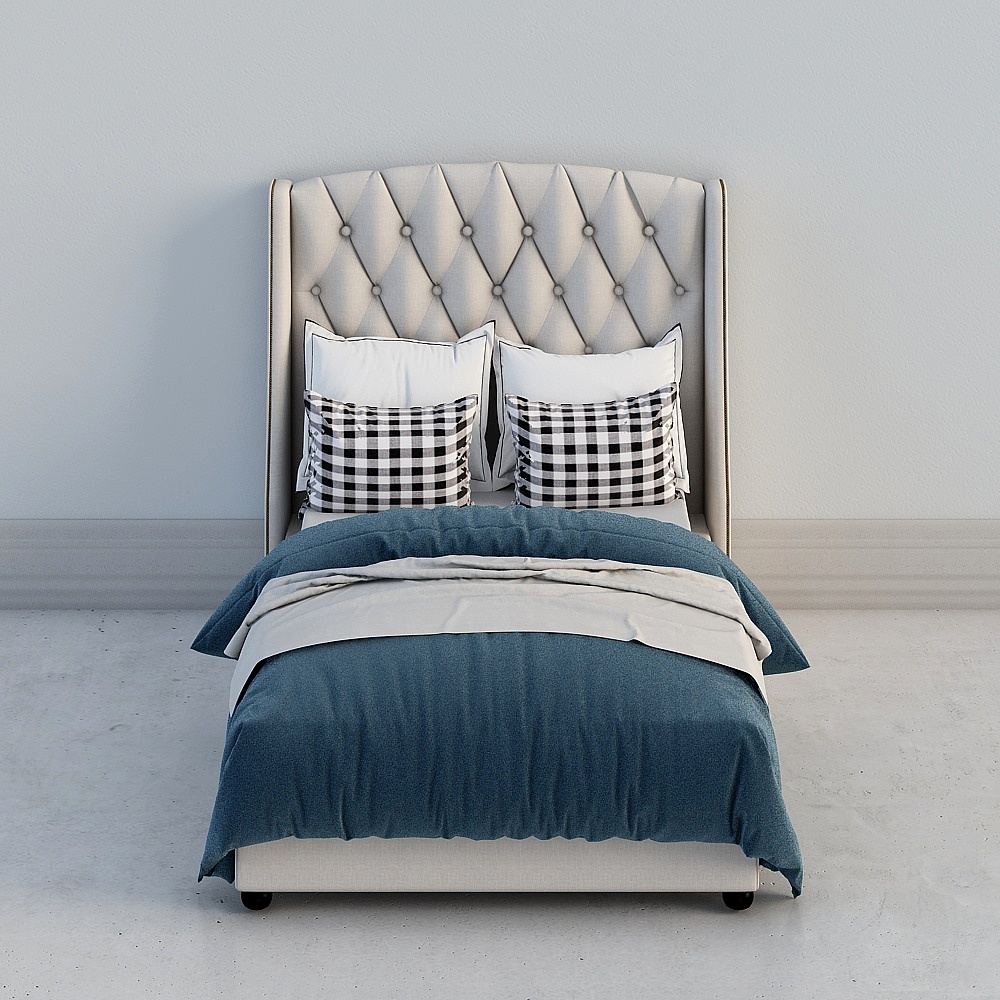 Luxe Upholstered Bed 3D model