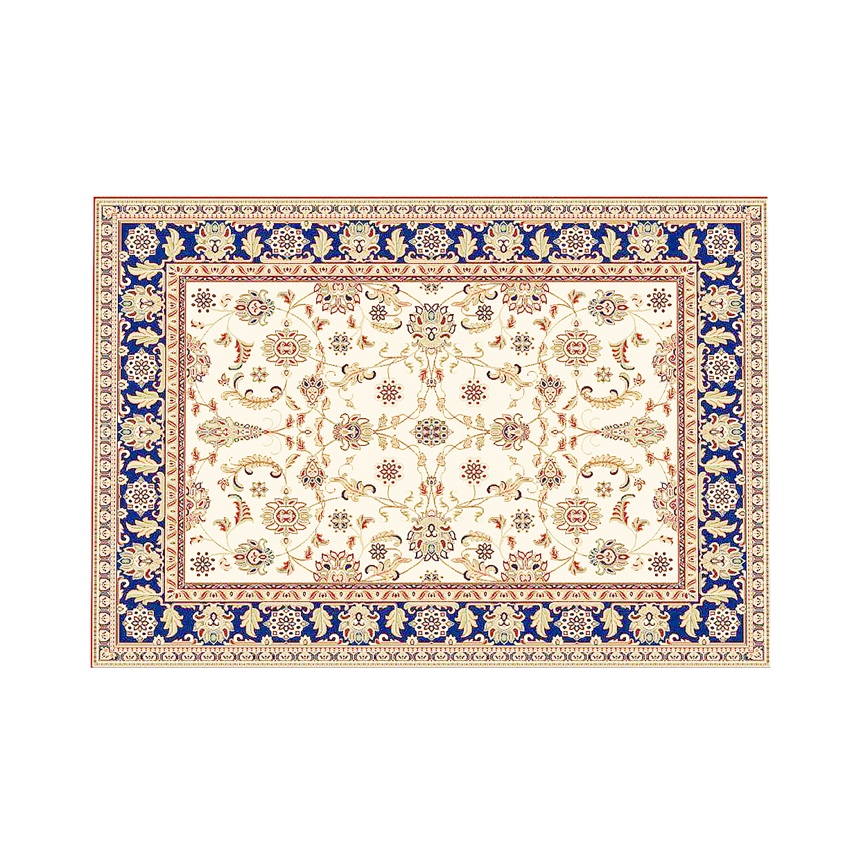 Persian Rug 3D Model – Traditional Blue and Gold Design