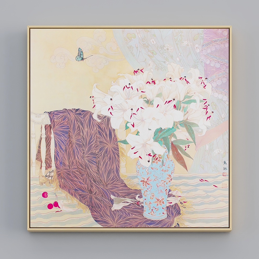 Baxter Well Wanlin New Chinese living room flower decoration painting sofa background wall painting metaphysical hanging painting lily bqy296-x-1