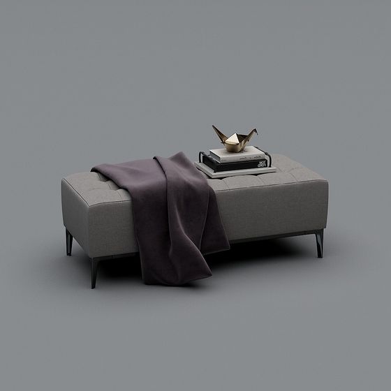 Minimalist Black Sofa Stool 3D Model
