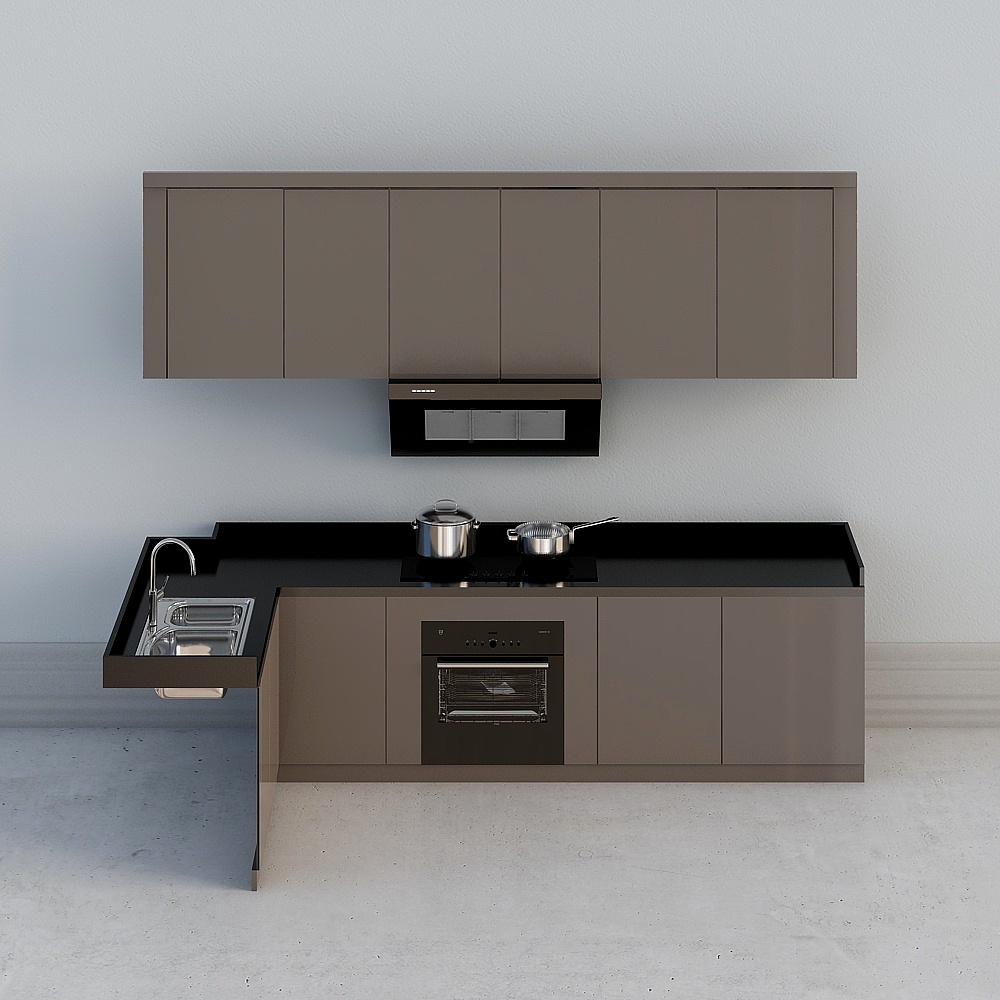 Modern Kitchen Cabinets,Gray+Black