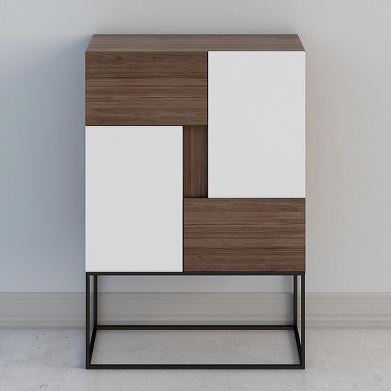 Stylish Minimalist Side Cabinet 3D model for Modern Interiors