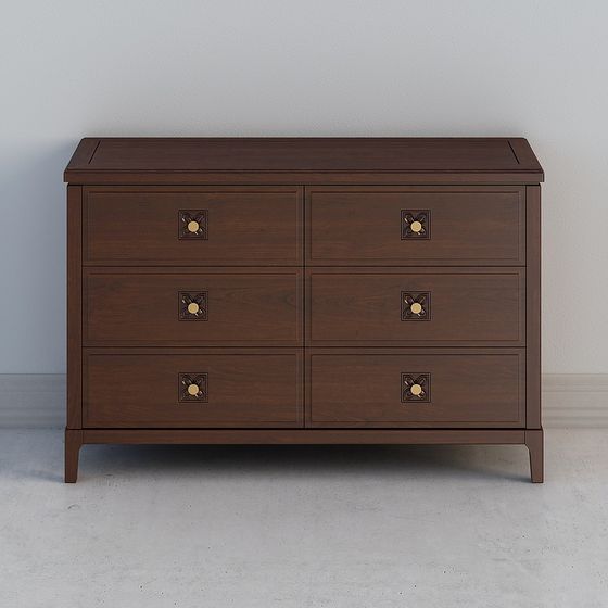 Vintage Six-Drawer Chest 3D model