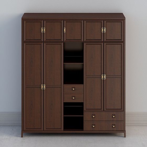 Elegant Low-Poly Wardrobe 3D model