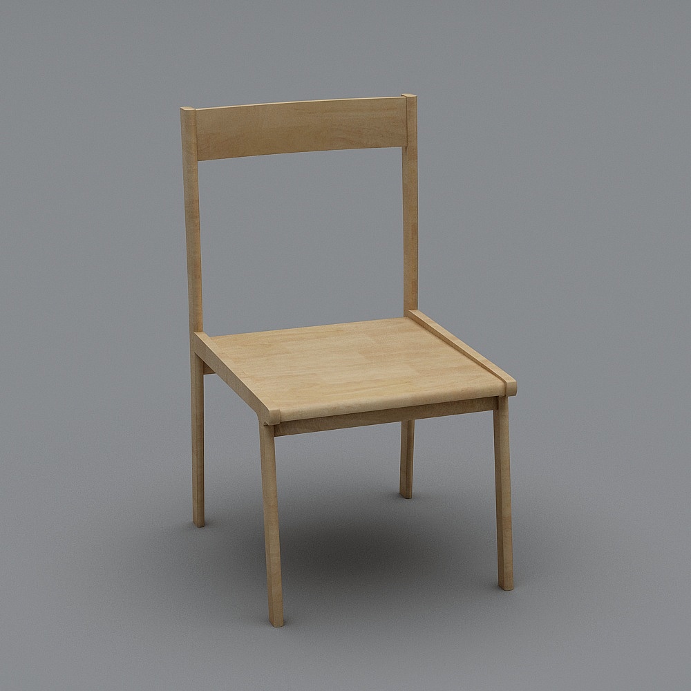 Modern light wood dining chair with simple design on grey background