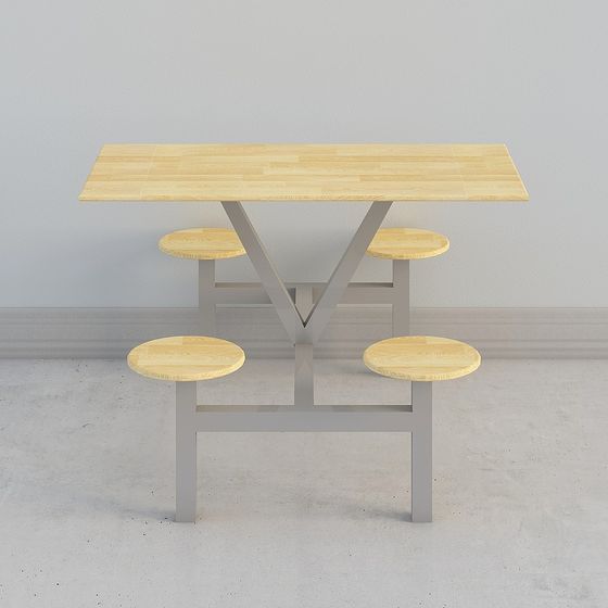 Wood Color Dining Table 3D Model – Free Resource
