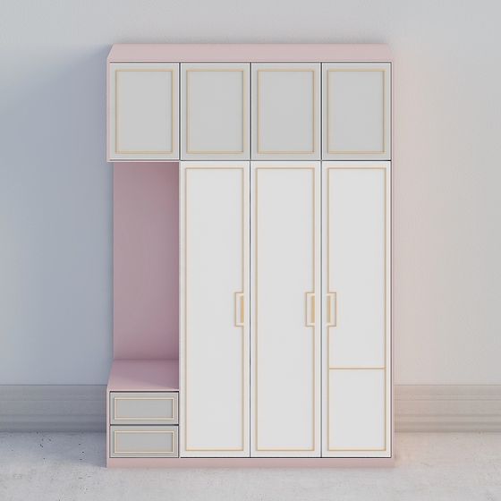 Elegant Minimalist Wardrobe 3D model for Interiors