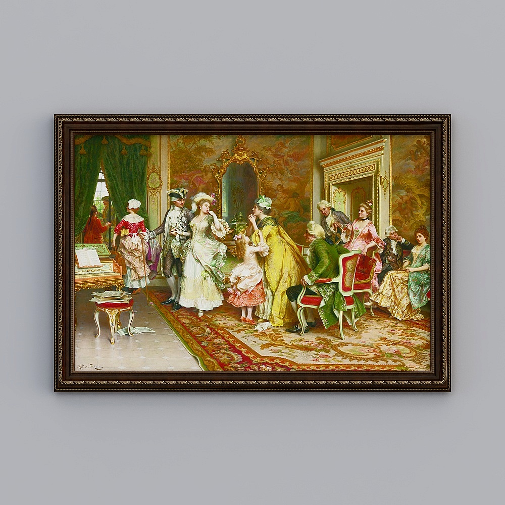 Kibaki European classical court figures decorated painting American living room hanging painting Xuanguan corridor aisle mural emwy-e-3