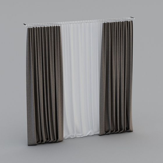 Elegant Low-Poly Curtain 3D model