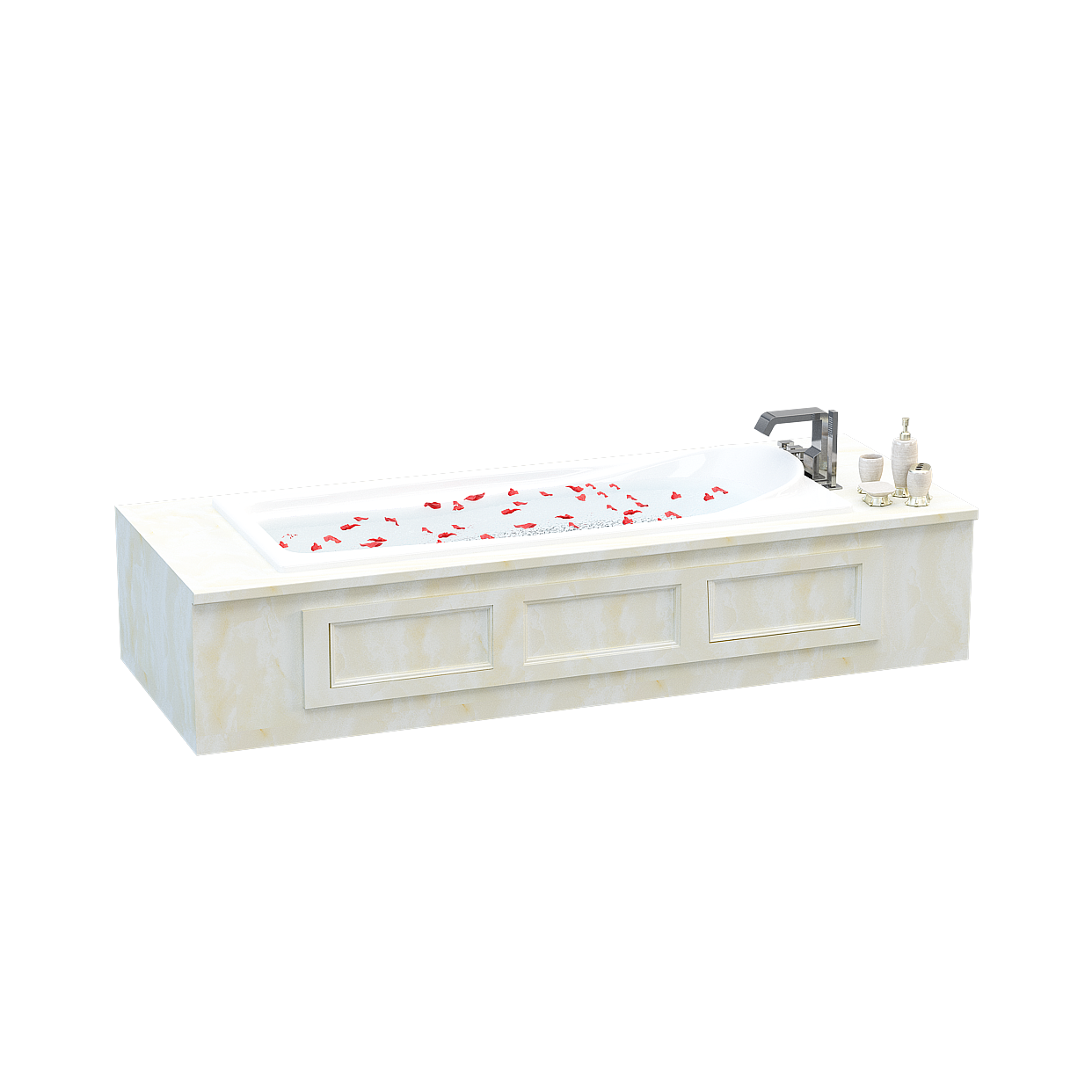 Elegant Low-Polygon Bathtub 3D Model – Marble Texture