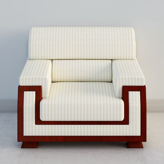 Elegant Striped Comfort Chair 3D Model