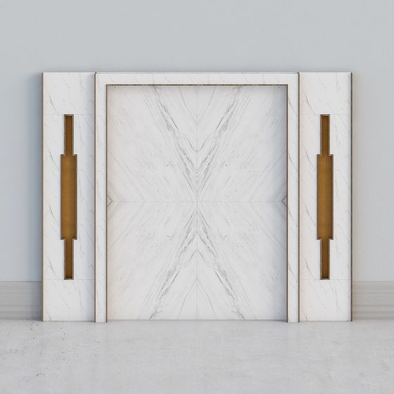 Elegant 3D Model Door Design with Marble and Gold Accents