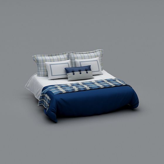 Cozy Plaid Bedding Set 3D model