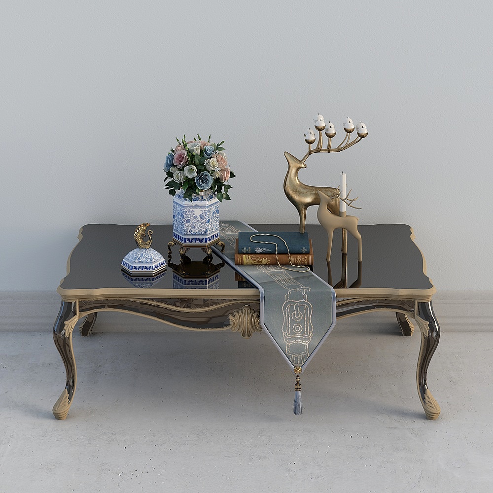 Elegant Vintage Style Coffee Table 3D model