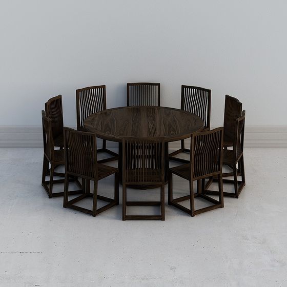 Elegant Round Dining Table 3D model