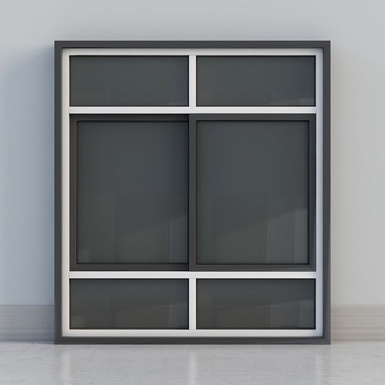 Modern Sliding Window 3D Model in Earth Tone
