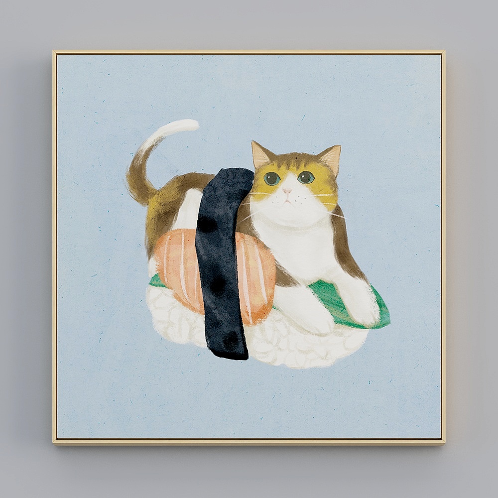 Japanese cat hanging painting dining room restaurant food decoration painting sushi restaurant day food shop background wall mural bqy293-x-2