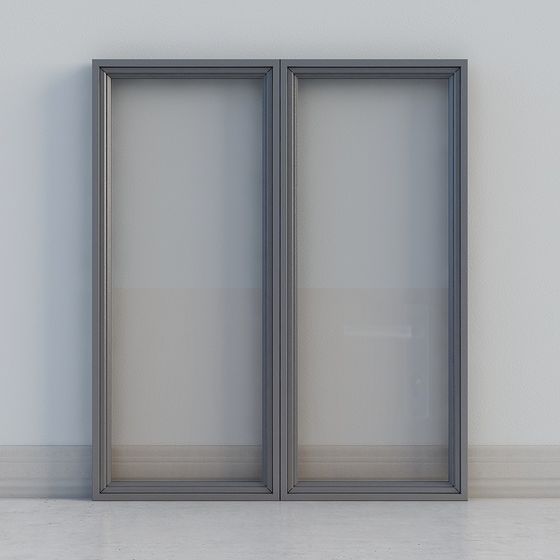 Stylish Minimalist Glass Sliding Door 3D model