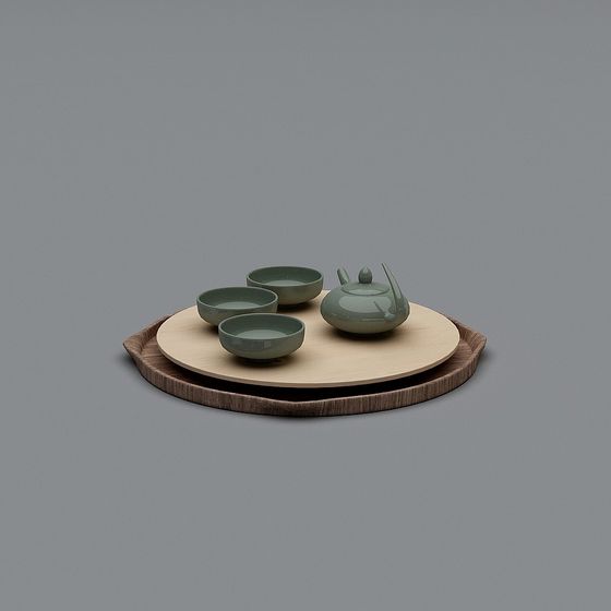 Elegant Low Poly Tea Set 3D model