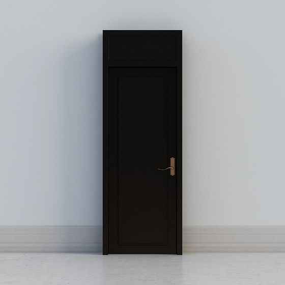 Elegant Low-Poly Black Wood Door 3D model