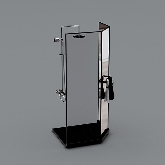 Sleek Modern Glass Shower Enclosure 3D model