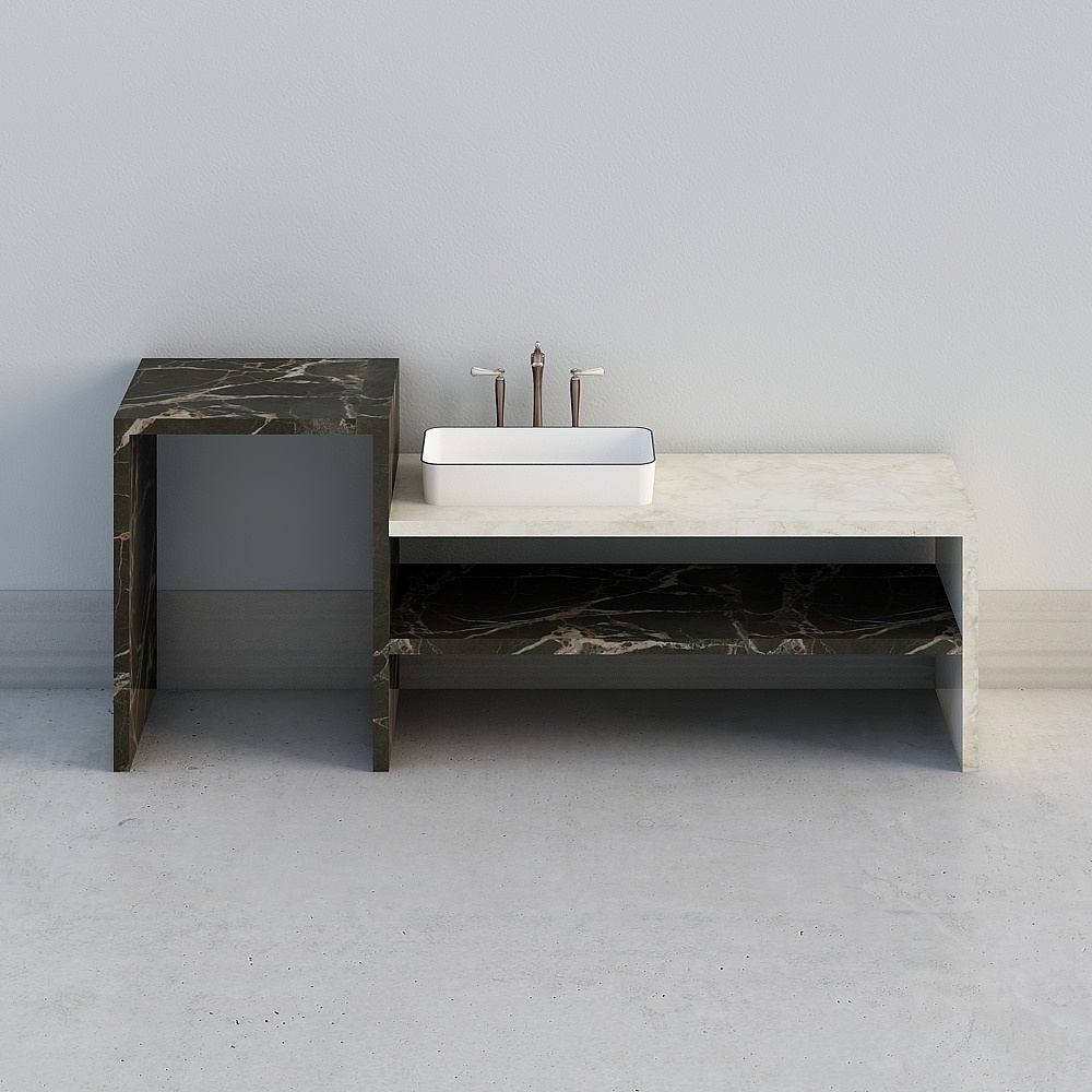 Luxurious Low Polygon Bathroom Vanity 3D model