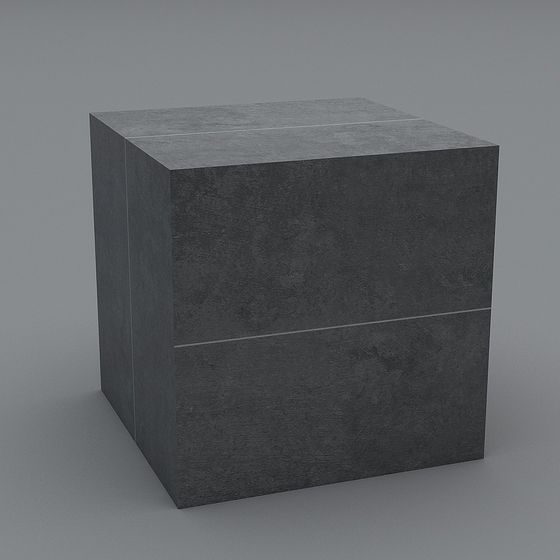 High-Detail Low-Poly Concrete Cube 3D model