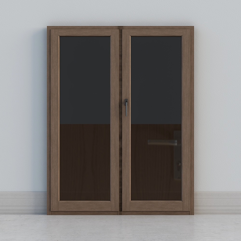 modern dark wooden windowed door