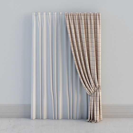 Elegant Low-Polygon Curtain 3D model for Modern Interiors