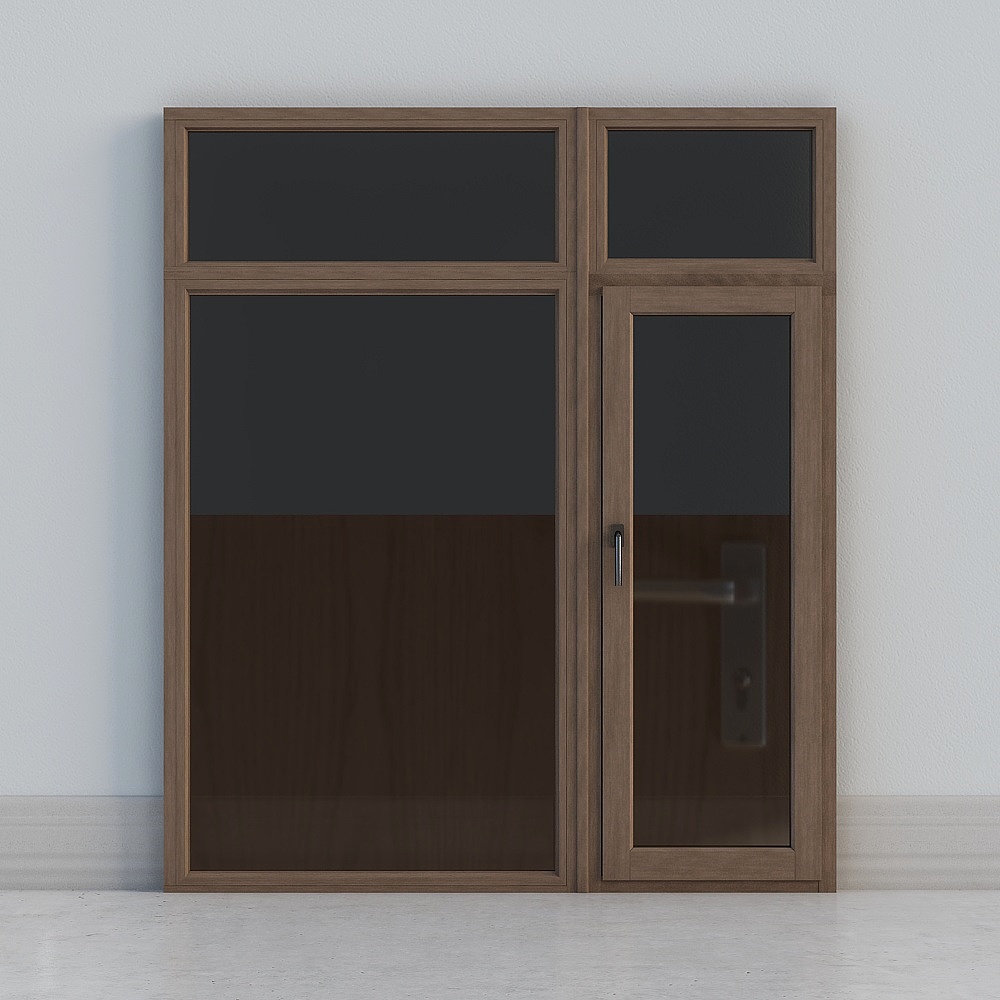modern dark wooden windowed wide door