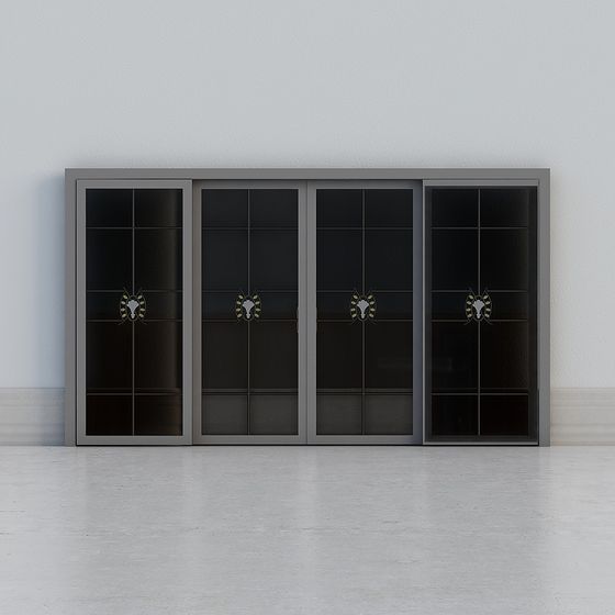 Ampia Porta Scorrevole Moderna con Finestra Grigia e Nera