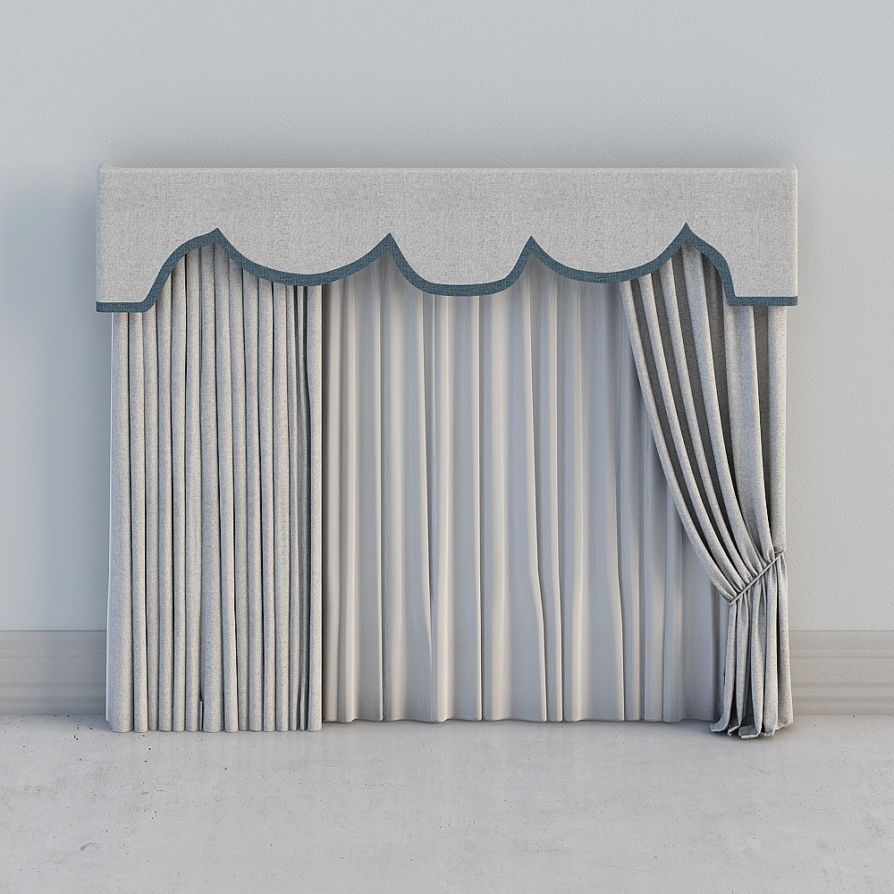 Stylish Low-Poly Curtain 3D model for Modern Interiors