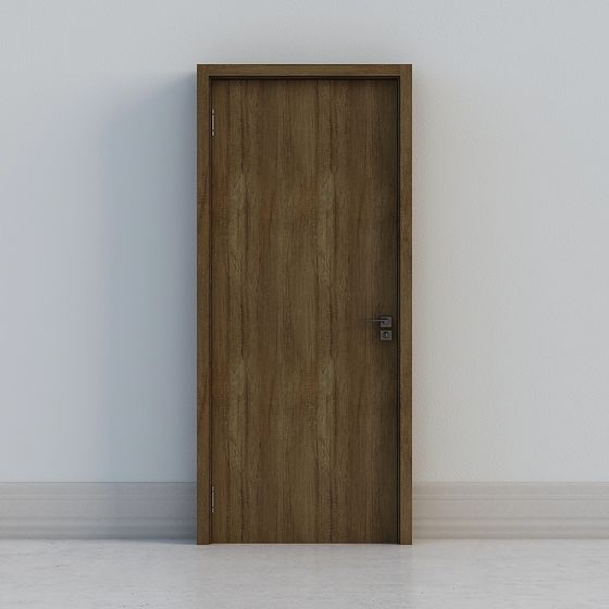 Stylish Low-Polygon Wooden Door 3D model for Interiors
