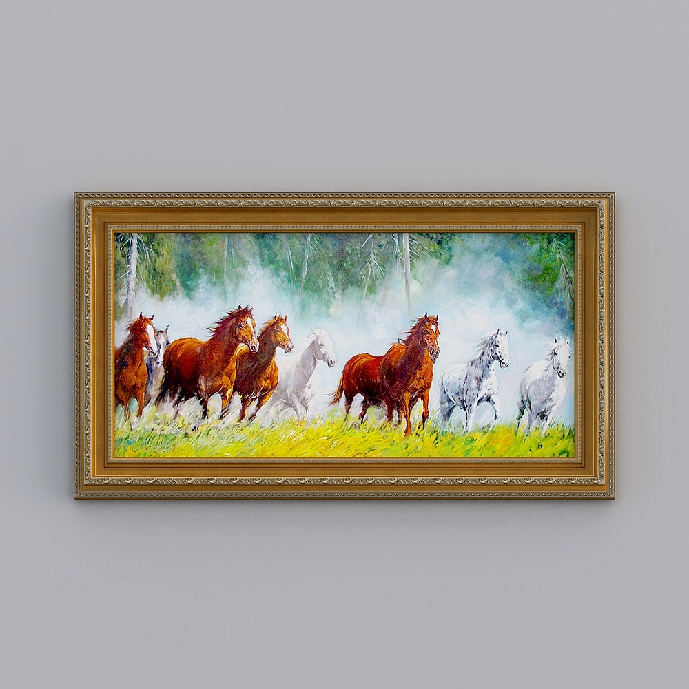 Kippoon European-style eight-jun painting decorative painting American horse hanging painting living room horizontal sofa background wall painting emzz-e-5