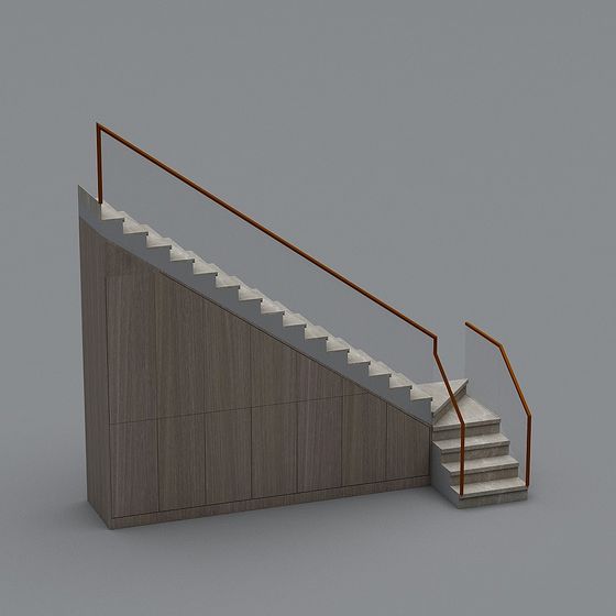 Modern Minimalist Concrete Staircase 3D model