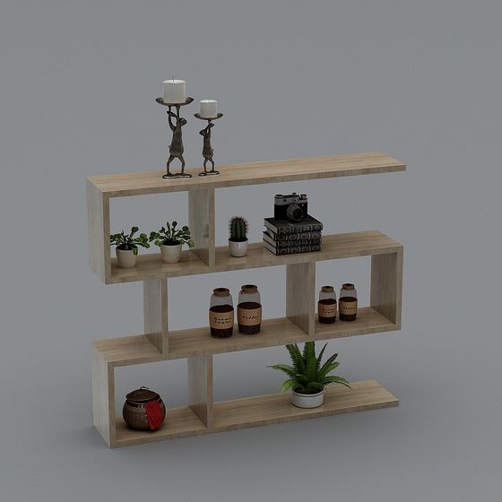 Minimalist Wooden Bookshelf 3D model