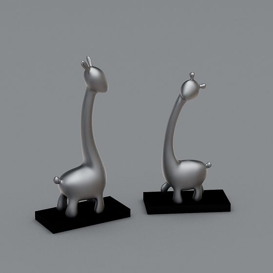 Silver Giraffe 3D model - Low Poly Design