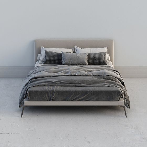 Stylish Low-Poly Bed 3D model for Modern Spaces