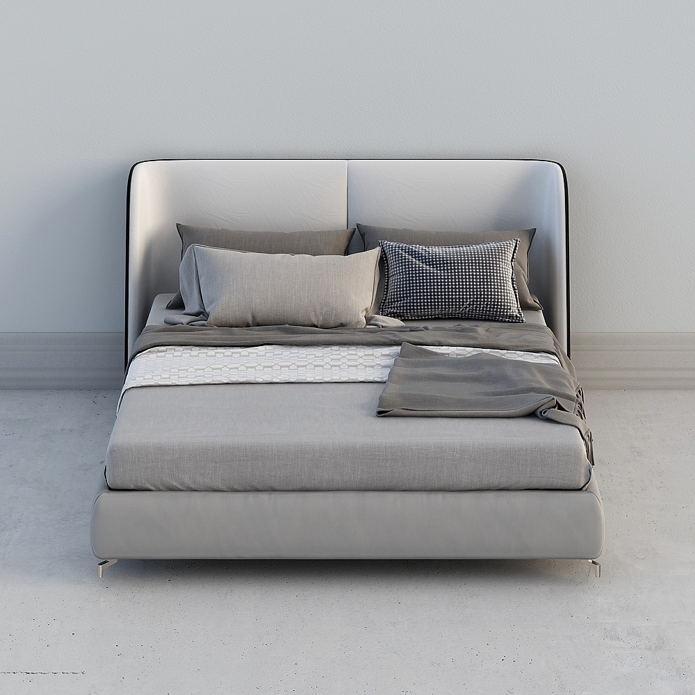 Modern Minimalist Low-Poly Bed 3D model