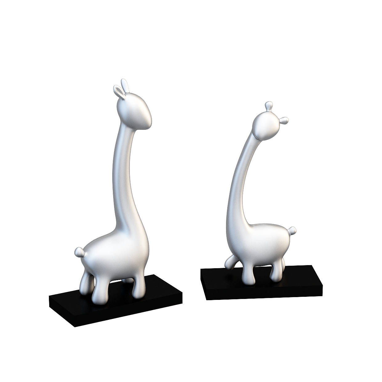 Silver Giraffe 3D Model – Low Poly Metallic Art