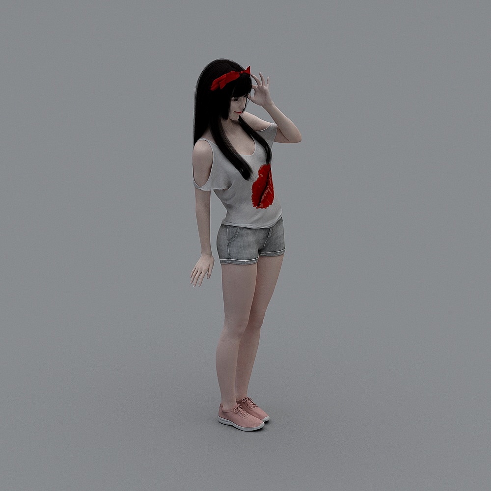Charming Summer Girl 3D Model