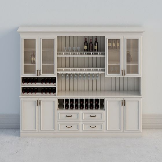 Stylish Wine Cabinet 3D model for Modern Interiors