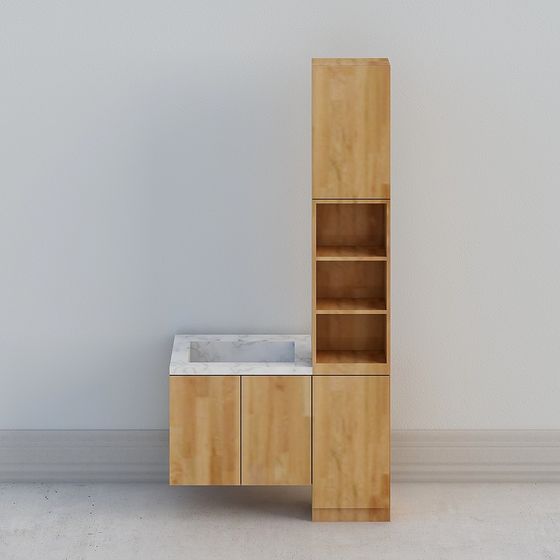 Wood Grain Bathroom Cabinet 3D model