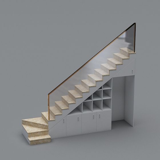 Elegant Low-Polygon Marble Staircase 3D model
