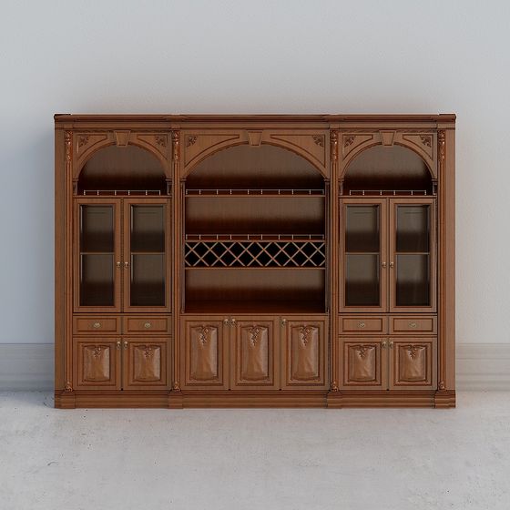 Elegant Vintage-Modern Wine Cabinet 3D model