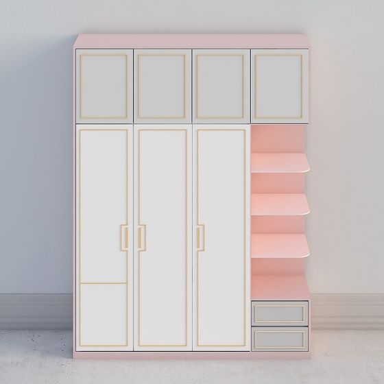 Elegant Pink Wardrobe 3D model