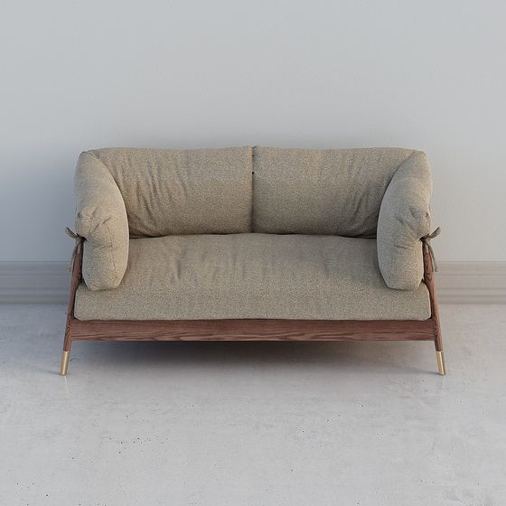 Modern Minimalist Vintage-Inspired Sofa 3D model