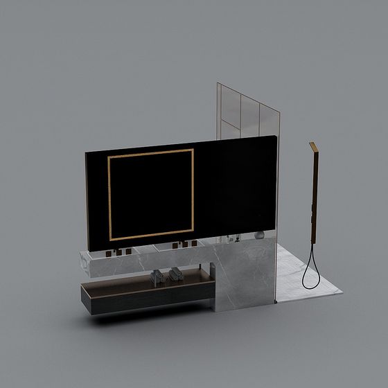Elegant Low-Polygon TV Stand 3D model