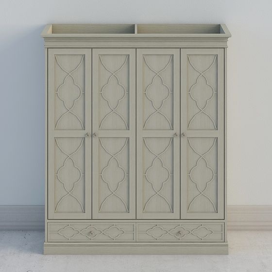 Elegant Low-Poly Wardrobe 3D model